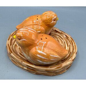 Essential Home Ceramic Bird Salt & Pepper Shakers Nest